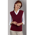 Ladies Acrylic V-Neck Sleeveless Pullover Vest - Burgundy